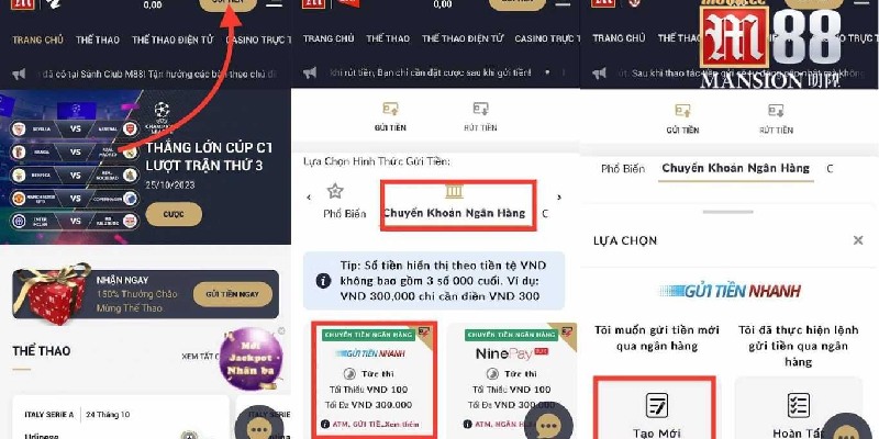 Cách nạp tiền vào m88 chi tiết cho người mới