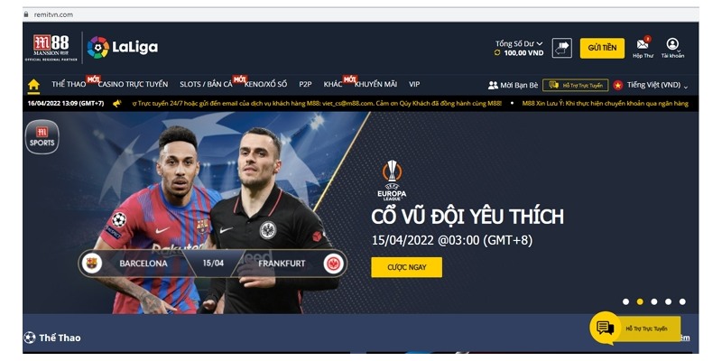 M88 tối ưu hóa dịch vụ nạp rút tiền